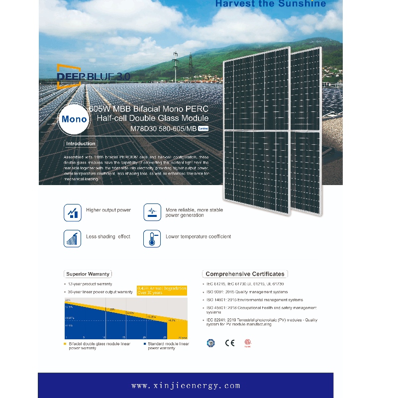 fotovoltaikus kettős oldal 605 W M B Bnagy hatékonyságú modul panelek rendszer online értékesítés